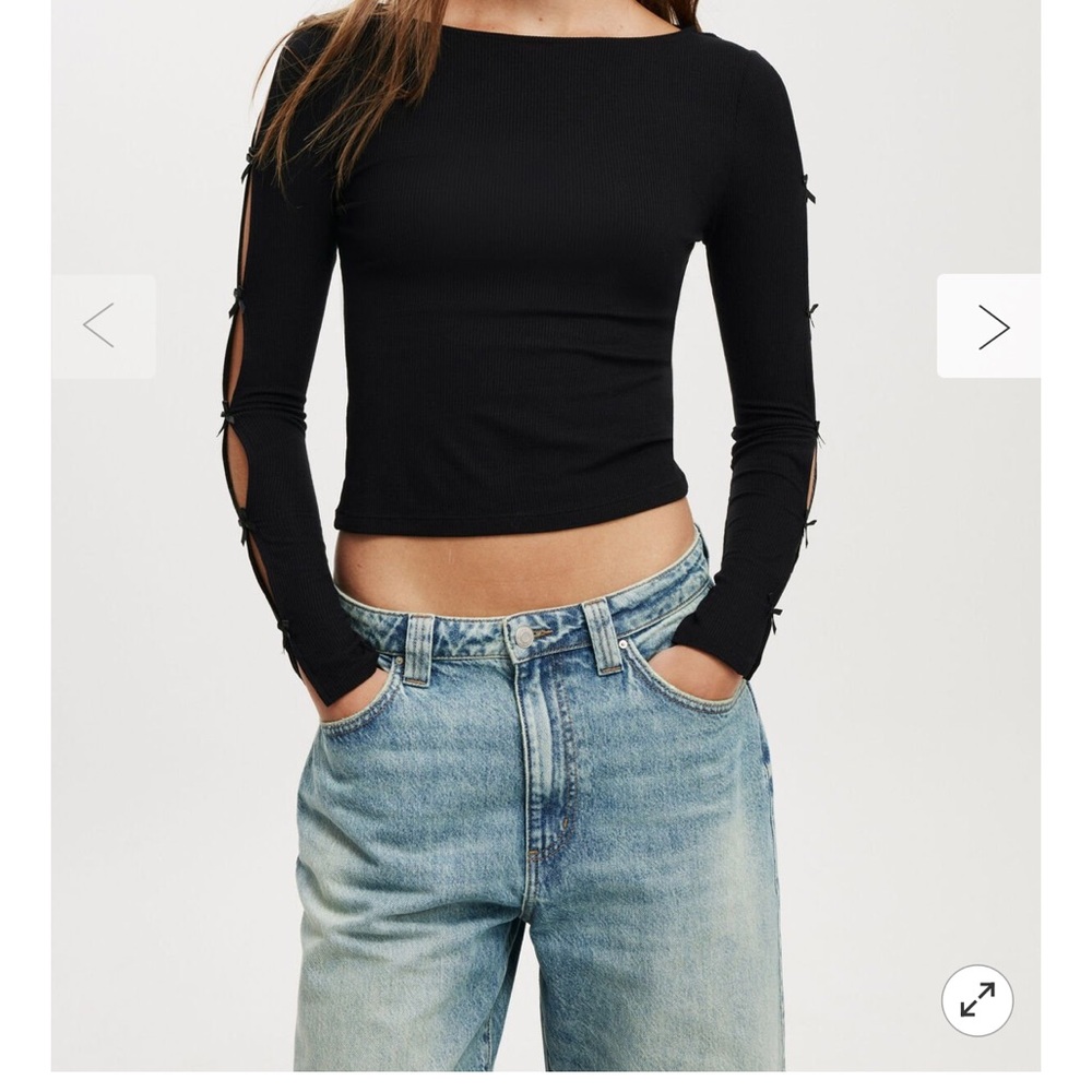 cotton on bow detail long sleeve top